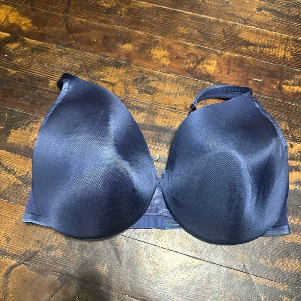 Cacique satiny navy blue lightly lined full coverage 44F bra
